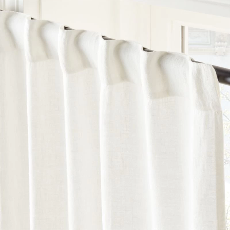 Heavyweight White Linen Window Curtain Panel 48''x84'' 6 Heavyweight White Linen Window Curtain Panel 48''x84'' - Image 4