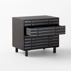 Inline Black Oak Wood 4-Drawer File Cabinet With Blackened Steel Handles -Chic Living Shop InlineBlkFilingCabinet3QAVSSF23