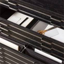 Inline Black Oak Wood 4-Drawer File Cabinet With Blackened Steel Handles -Chic Living Shop InlineBlkFilingCabinetAVSHF23