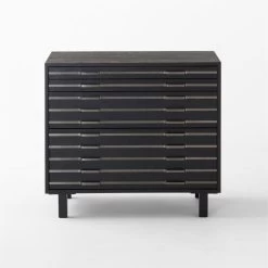 Inline Black Oak Wood 4-Drawer File Cabinet With Blackened Steel Handles -Chic Living Shop InlineBlkFilingCabinetSOSSF23
