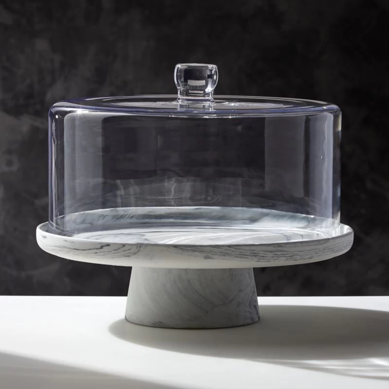 Swirl Cake Stand With Glass Lid 3 Swirl Cake Stand With Glass Lid