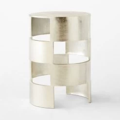 Jalousie Round Silver Cast Aluminum Side Table -Chic Living Shop JalousieAlmnRndSideTbl3QSSF23