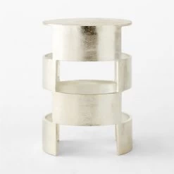 Jalousie Round Silver Cast Aluminum Side Table -Chic Living Shop JalousieAlmnRndSideTblSOSSF23