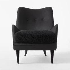 Jed Black Shearling Chair With Black Legs -Chic Living Shop JedBlkNShrlngChairSOSSS22