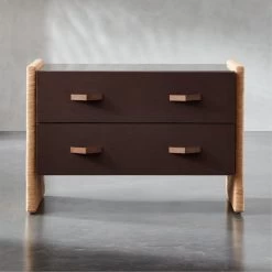 Crillo 2-Drawer Brown Nightstand With Mirror Top