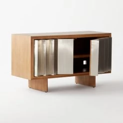 Kibo Steel And Oak Wood Media Console 42.5'' -Chic Living Shop KiboCredenza3QAVSSF21