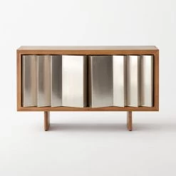 Kibo Steel And Oak Wood Media Console 42.5'' -Chic Living Shop KiboCredenzaSOSSF21