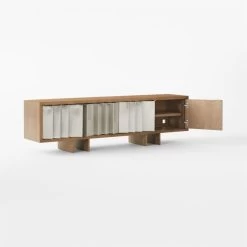 Kibo Steel And Oak Wood Media Console 83'' -Chic Living Shop KiboLargeMediaCredenza3QAVSSF22