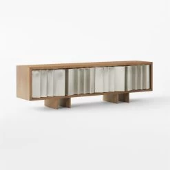 Kibo Steel And Oak Wood Media Console 83'' -Chic Living Shop KiboLargeMediaCredenza3QSSF22