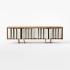 Kibo Steel And Oak Wood Media Console 83'' -Chic Living Shop KiboLargeMediaCredenzaSOSSF22