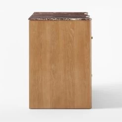 Kingsbury Low 4-Drawer Curved Oak Wood Dresser With Marble Top -Chic Living Shop KingsburyCrvdMrblLwDrssrSDSSF22