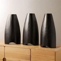 Kinsale Black Teak Wood Vase -Chic Living Shop KinsaleBlackTeakVaseAV2SHF23