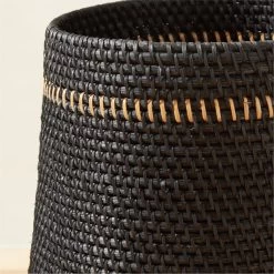 Korin Black Rattan Decorative Basket Small -Chic Living Shop KorinRttnBkTallBasketSmAVSHF23