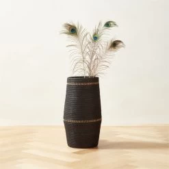 Korin Black Rattan Decorative Basket Small -Chic Living Shop KorinRttnBkTallBasketSmROF23