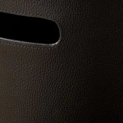 Black Leather Laundry Hamper -Chic Living Shop LeatherBlkIvoryHamperAV2SHS23