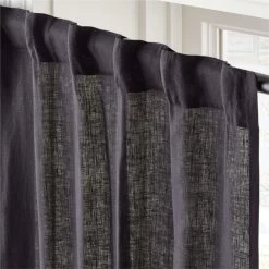 EUROPEAN FLAX™-Certified Linen Black Window Curtain Panel 48''x84'' -Chic Living Shop LinenBlack96CurtainPnlAV2SHS23