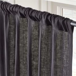 EUROPEAN FLAX™-Certified Linen Black Window Curtain Panel 48''x84'' -Chic Living Shop LinenBlack96CurtainPnlAVSHS23
