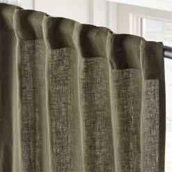 EUROPEAN FLAX™-Certified Linen Forest Green Window Curtain Panel 48''x84'' -Chic Living Shop LinenFrtGrn96CurtainPnlAV2SHS23