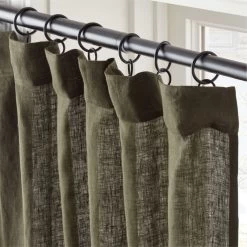 EUROPEAN FLAX™-Certified Linen Forest Green Window Curtain Panel 48''x84'' -Chic Living Shop LinenFrtGrn96CurtainPnlROS23