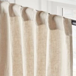 EUROPEAN FLAX™-Certified Linen Natural Window Curtain Panel 48''x84'' -Chic Living Shop LinenNatural96CurtainPnlAV2SHS23