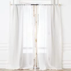 Warm White Linen Sheer Window Curtain Panel 48"x84"