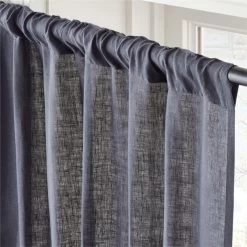 EUROPEAN FLAX™-Certified Linen Smokey Blue Window Curtain Panel 48''x84'' -Chic Living Shop LinenSmkBl96CurtainPnlAVSHS23