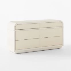 Lobos 6-Drawer White Wood Dresser -Chic Living Shop LobosAshNLthrLowDresser3QSSS23