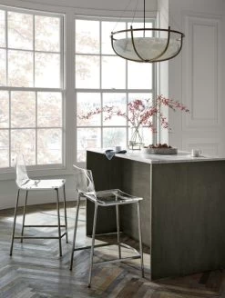 Chiaro Clear Counter Stool Nickel Set Of 2 -Chic Living Shop MarbleTopGreyWoodIslandJL19