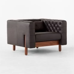 Marconi Tufted Black Leather Accent Chair -Chic Living Shop MarconiBlkLthrTfftdChair3QSSF22