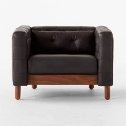 Marconi Tufted Black Leather Accent Chair -Chic Living Shop MarconiBlkLthrTfftdChairSOSSF22
