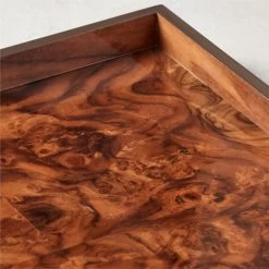 Marq Rectangular Burl Wood Tray -Chic Living Shop MarqSqBrlwdTray16x16inLrgAVSHS21