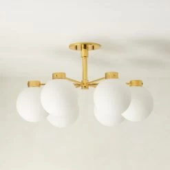 Marra 6-Bulb Polished Brass Flush Mount Light