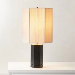 Maya Black Ebonized Oak Wood Table Lamp -Chic Living Shop MayaEbnzdBlkOakTableLampROS23