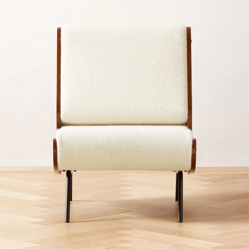 Meda Ivory Wool Armless Lounge Chair 3 Meda Ivory Wool Armless Lounge Chair