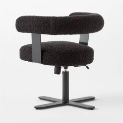 Mezza Charcoal Grey Boucle Office Chair -Chic Living Shop MezzaCharcBclChair3QBSSS23