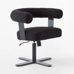 Mezza Charcoal Grey Boucle Office Chair -Chic Living Shop MezzaCharcBclChair3QSSS23
