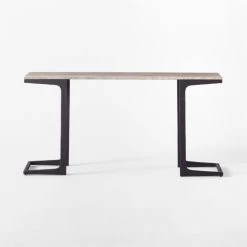 Milan Grey Travertine And Metal Console Table -Chic Living Shop MilanGreyTrvrtnCnslTableSOSSS22