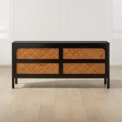 Miri 4-Drawer Black Cane Dresser