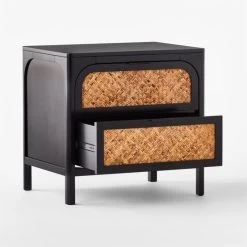Miri 2-Drawer Black Cane Nightstand -Chic Living Shop MiriNightstand3QAVSSF21