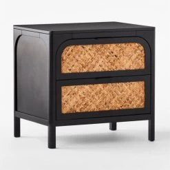 Miri 2-Drawer Black Cane Nightstand -Chic Living Shop MiriNightstand3QSSF21
