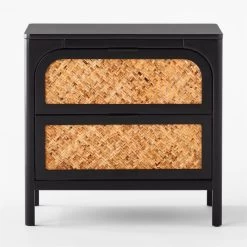 Miri 2-Drawer Black Cane Nightstand -Chic Living Shop MiriNightstandSOSSF21