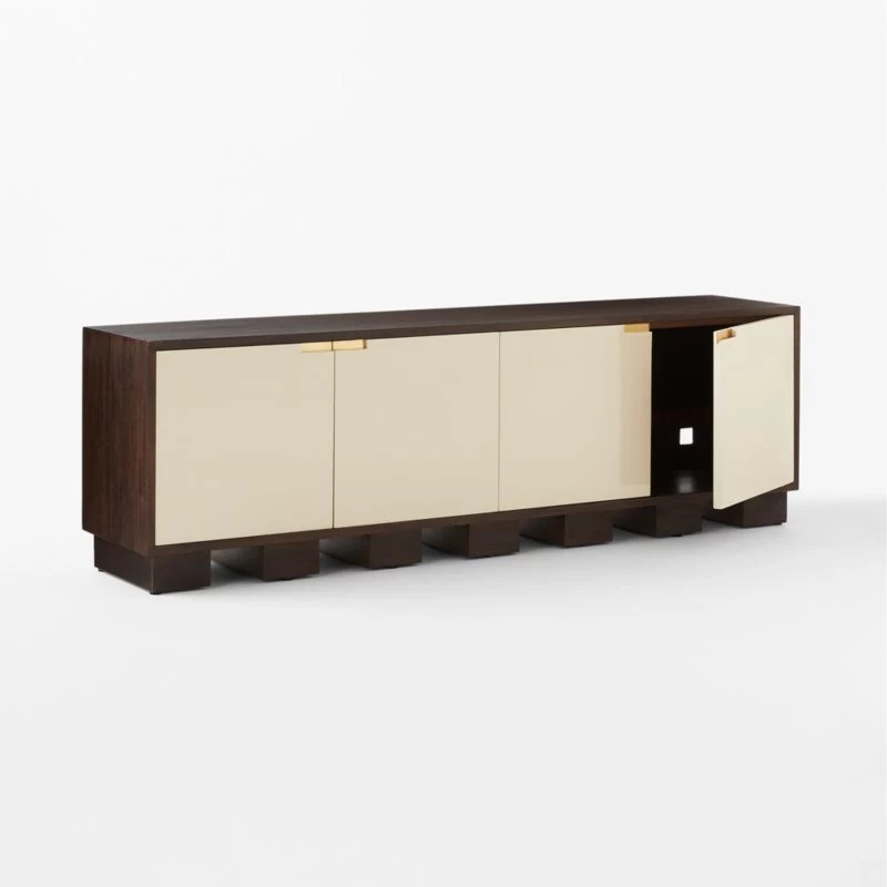 Moti Brown And White Mango Wood Media Console 7 Moti Brown And White Mango Wood Media Console - Image 5