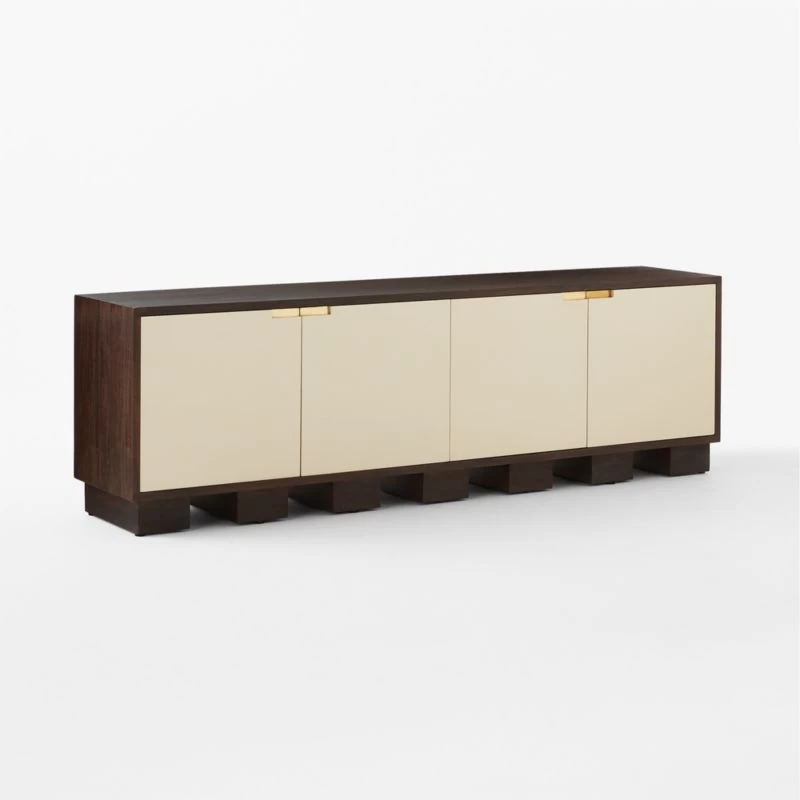 Moti Brown And White Mango Wood Media Console 6 Moti Brown And White Mango Wood Media Console - Image 4