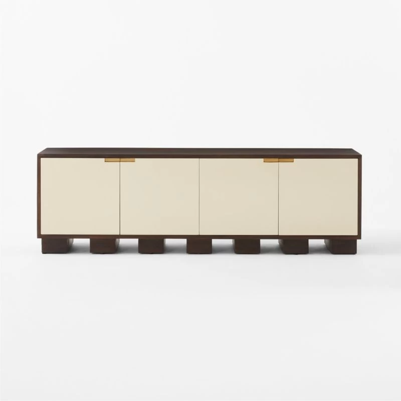 Moti Brown And White Mango Wood Media Console 5 Moti Brown And White Mango Wood Media Console - Image 3