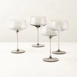 Muse Smoked Coupe Cocktail Glass Set Of 4