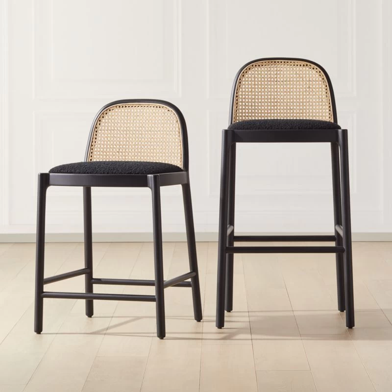 Nadia Black Cane Counter Stool Set Of 2 4 Nadia Black Cane Counter Stool Set Of 2 - Image 2