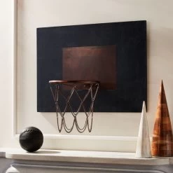 Leather Head Small Black Leather Basketball -Chic Living Shop NavyLthrNCpprBsktblHoopBlHlFHF19