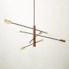 Norte Walnut Wood And Brass Chandelier -Chic Living Shop NorteBrsNWlntChandelierSHS22