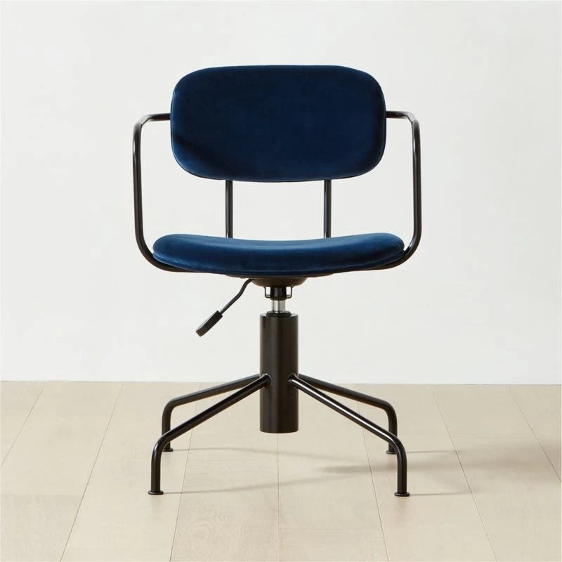 Nyle Navy Blue Velvet Office Chair 3 Nyle Navy Blue Velvet Office Chair
