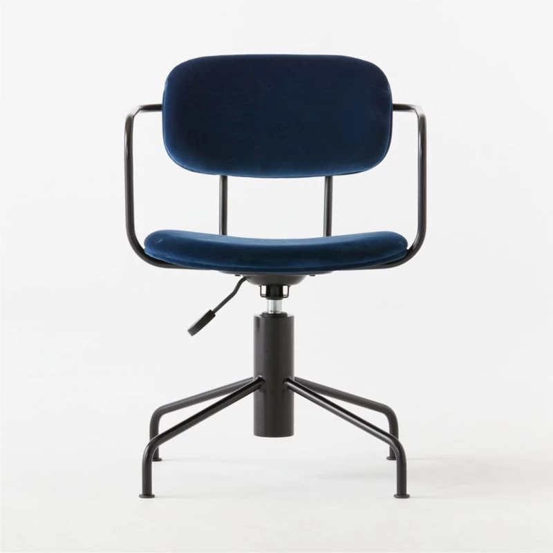 Nyle Navy Blue Velvet Office Chair 4 Nyle Navy Blue Velvet Office Chair - Image 2